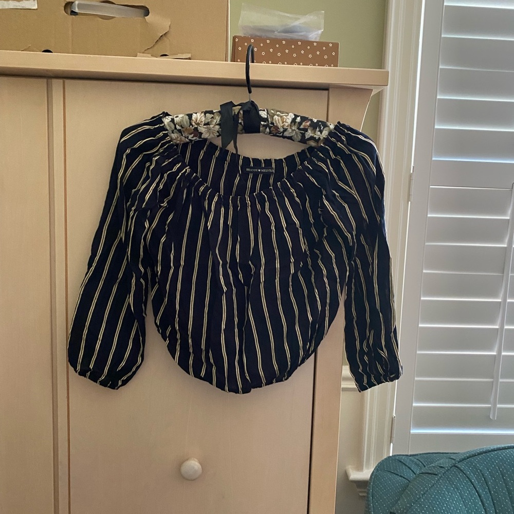 Brandy Melville Striped Off-Shoulder Top